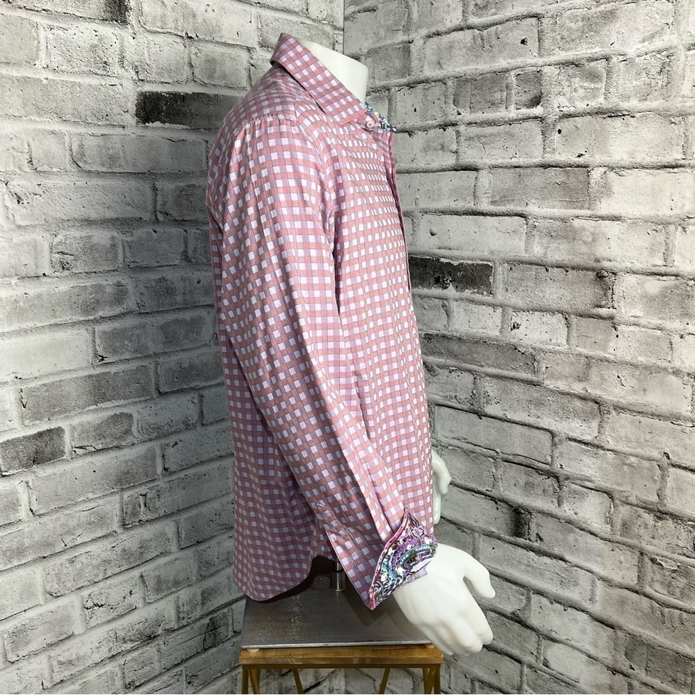 Robert Graham Gingham Print Flip Cuff Casual Shirt - Picture 5 of 7